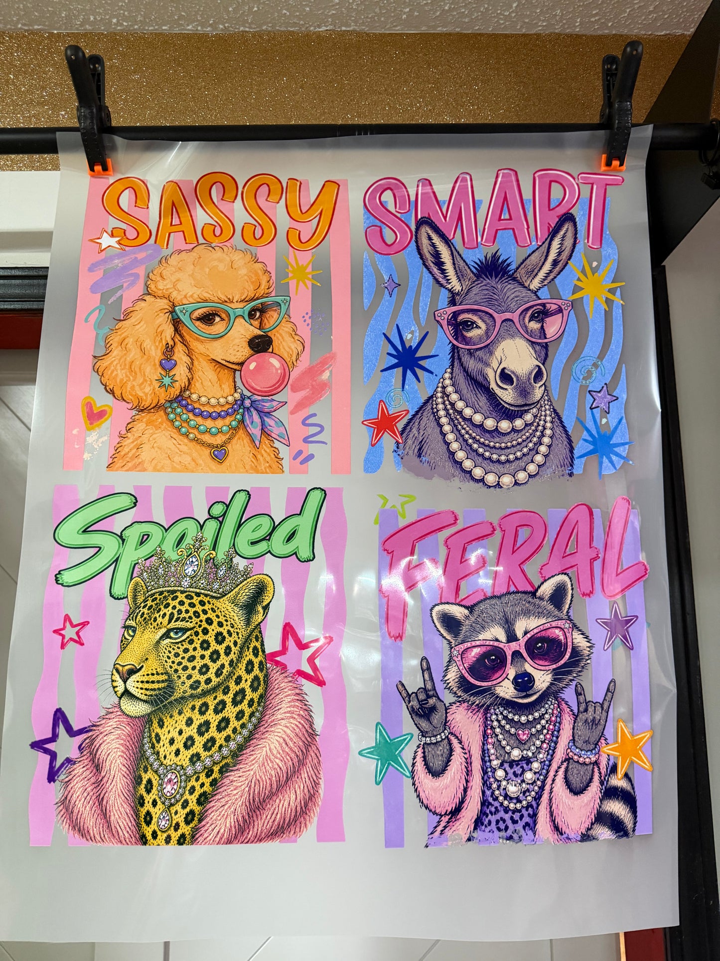 STRIPED CUTE ANIMAL #2 - 4 TRANSFERS - PREMADE DTF BUNDLE - READY TO PRESS