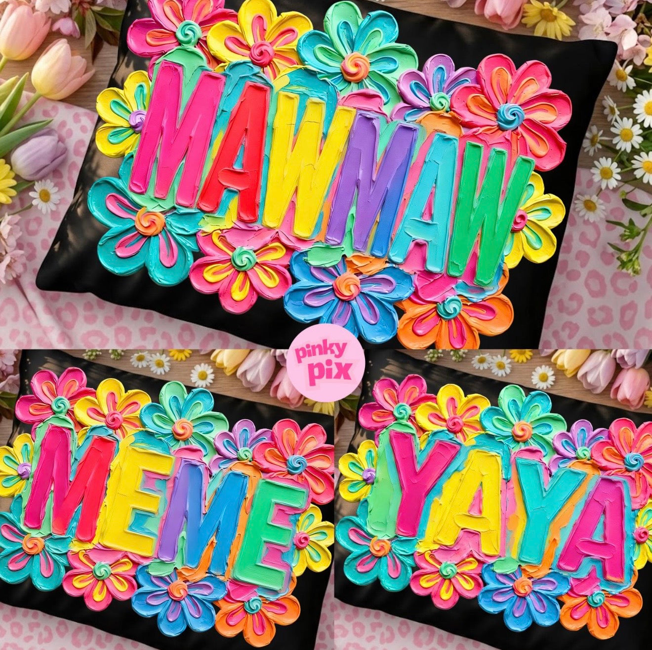 Family Names Watercolor DTF Transfer Bundle - 8 Designs Mom Grandma