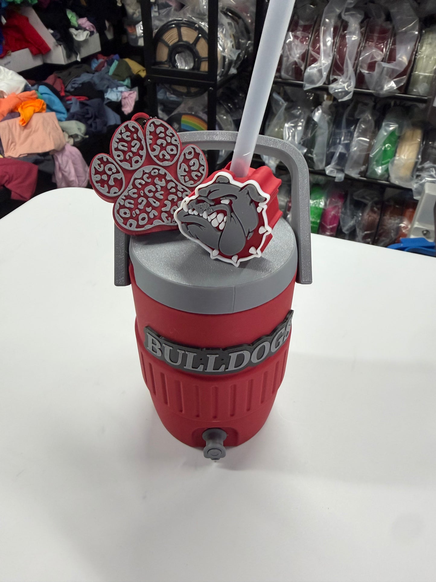 Bulldogs 12oz Standard Can Cooler with Straw Topper & Nail Saver Can Top Opener & Plastic Cup Insert for this who don’t drink from cans
