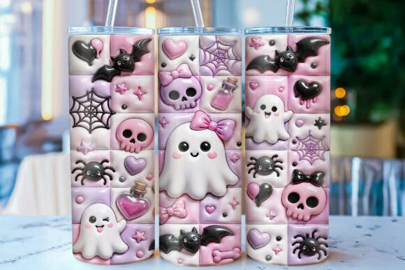 Checkered Ghost Tumbler 20oz Matte Glossy Shimmer Glow in Dark - Comes with Gift Box & Straw