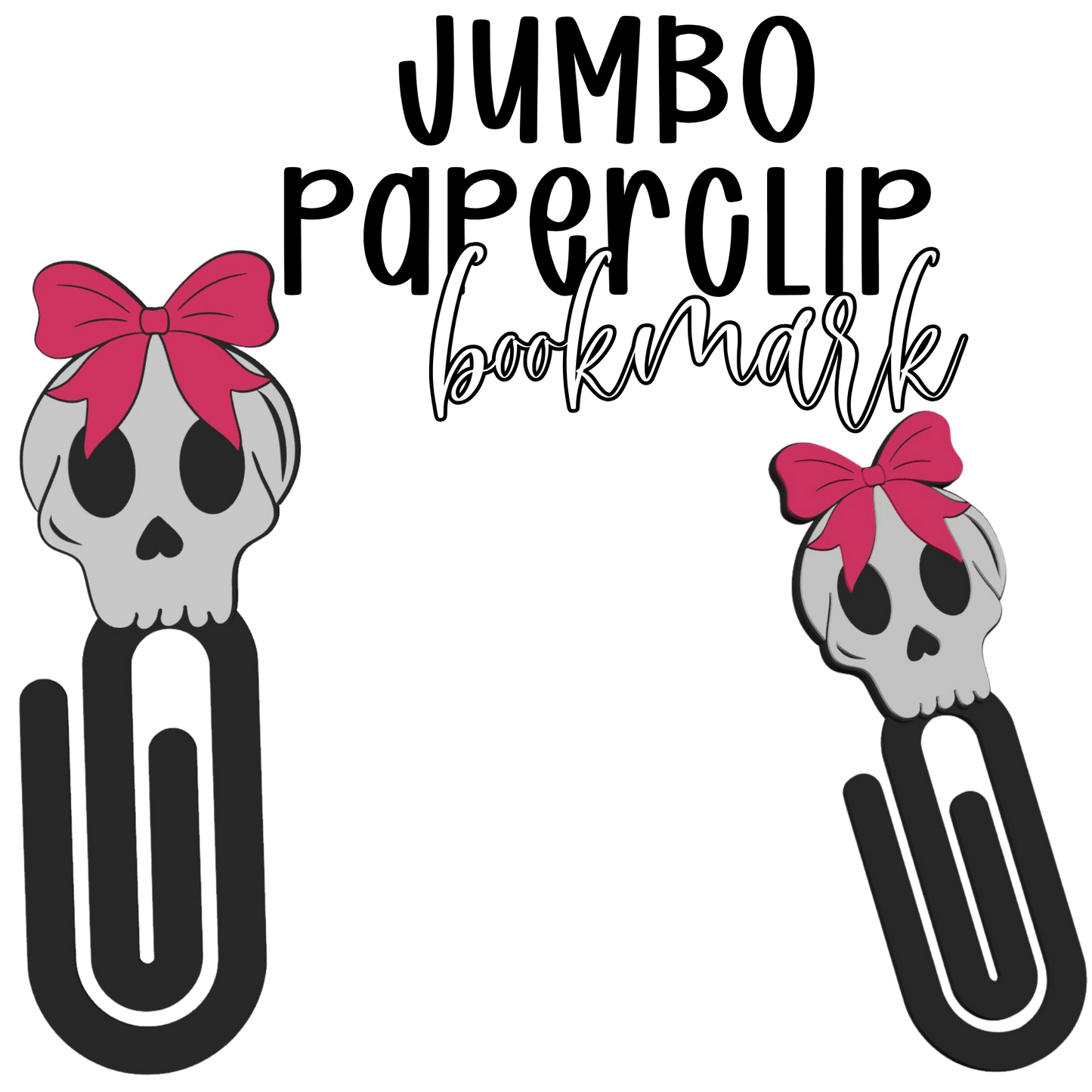 Skull with Bow Jumbo Paperclip Bookmark