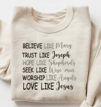 BELIEVE LIKE MARY - EMBROIDERED CREWNECK - ADULT