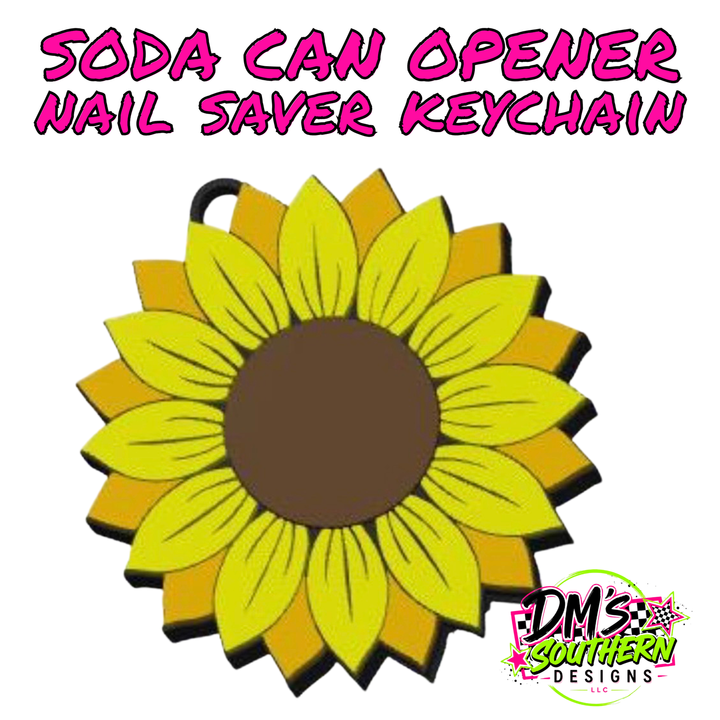 SUNFLOWER CAN OPENER KEYCHAIN NAIL SAVER FLORAL