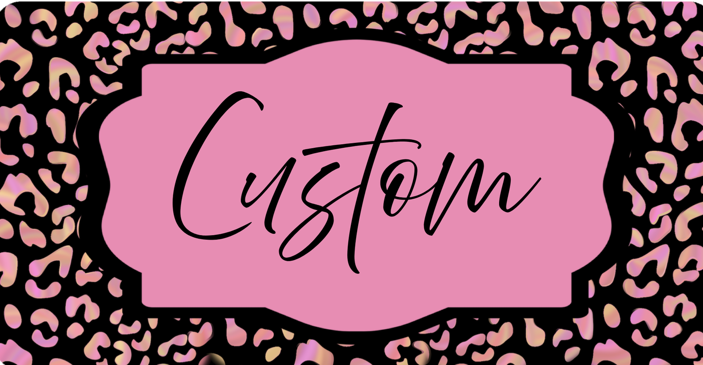 Custom Leopard Glitter License Plate