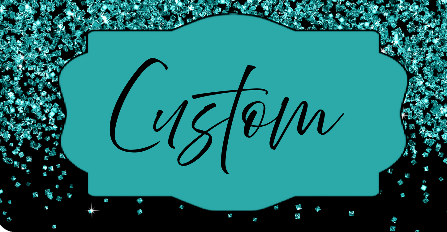 Custom Teal Glitter License Plate