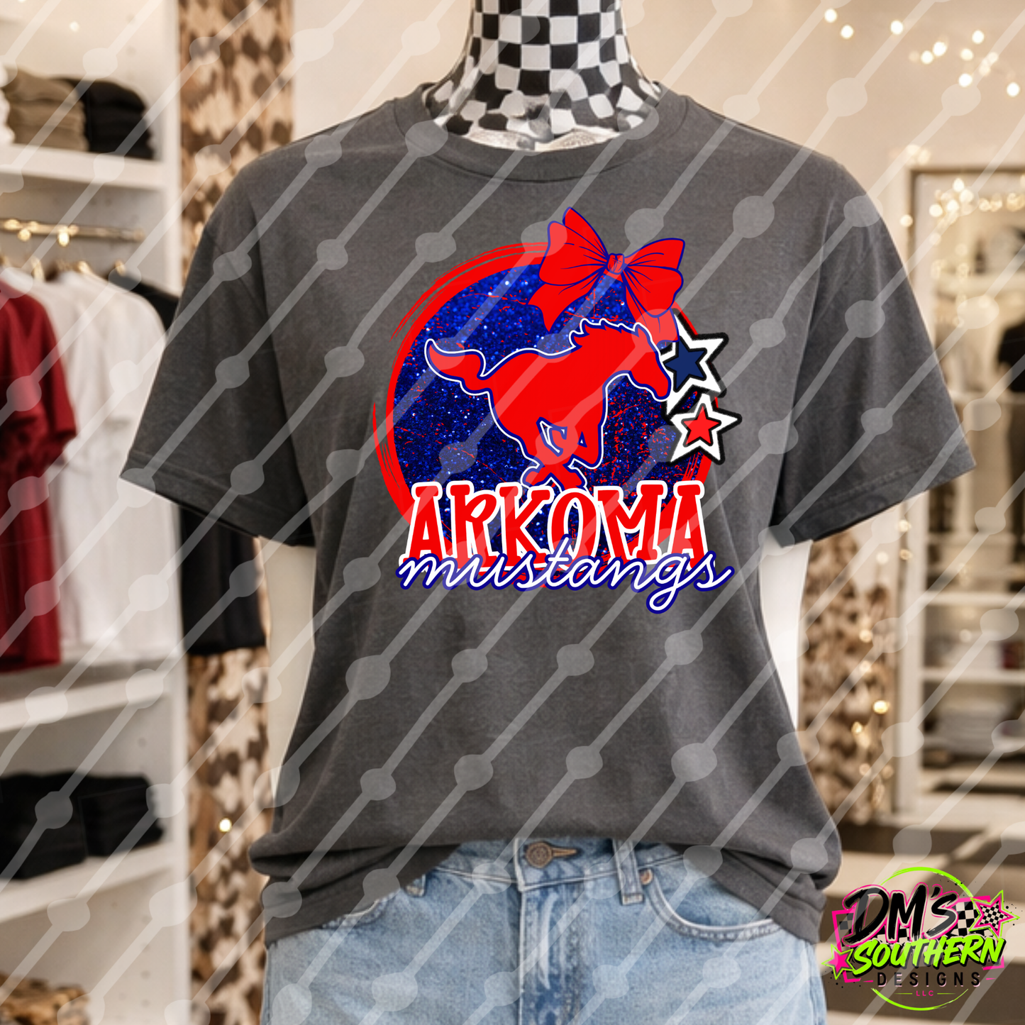 ARKOMA MUSTANGS GLITTER MASCOT OKLAHOMA