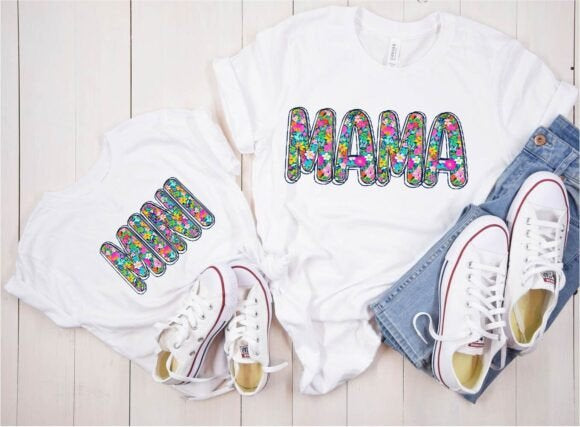 Bright Floral DTF Transfer Bundle - 6 Designs - Family Mama Mini Nana Aunt Mimi Gigi