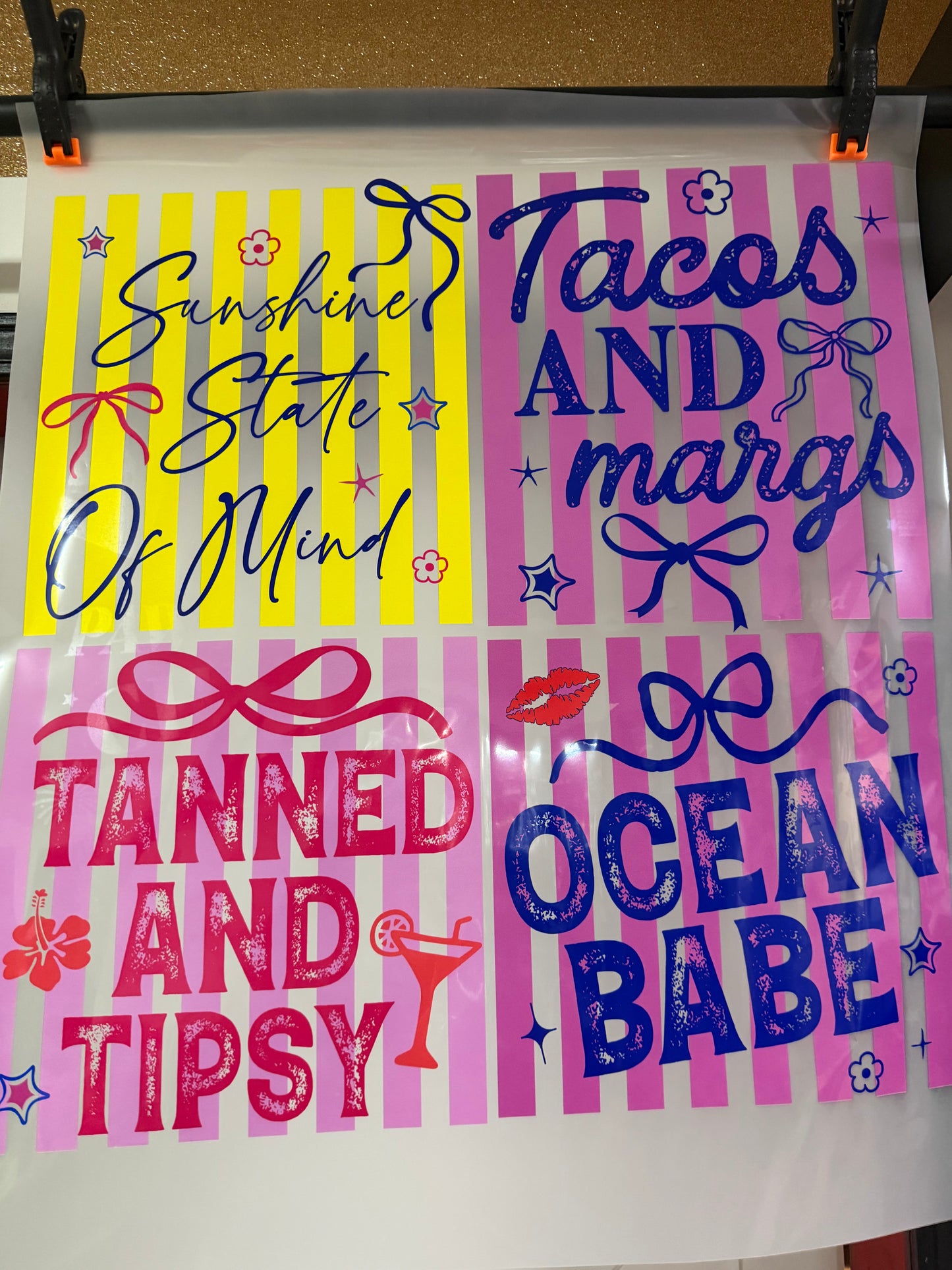 STRIPED CUTE SUMMER #2 - 4 TRANSFERS - PREMADE DTF BUNDLE - READY TO PRESS