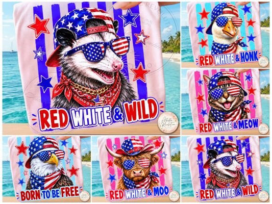 RED, WHITE, AND - Ready to Press DTF Transfer,  Trucker Hats, & Shirts