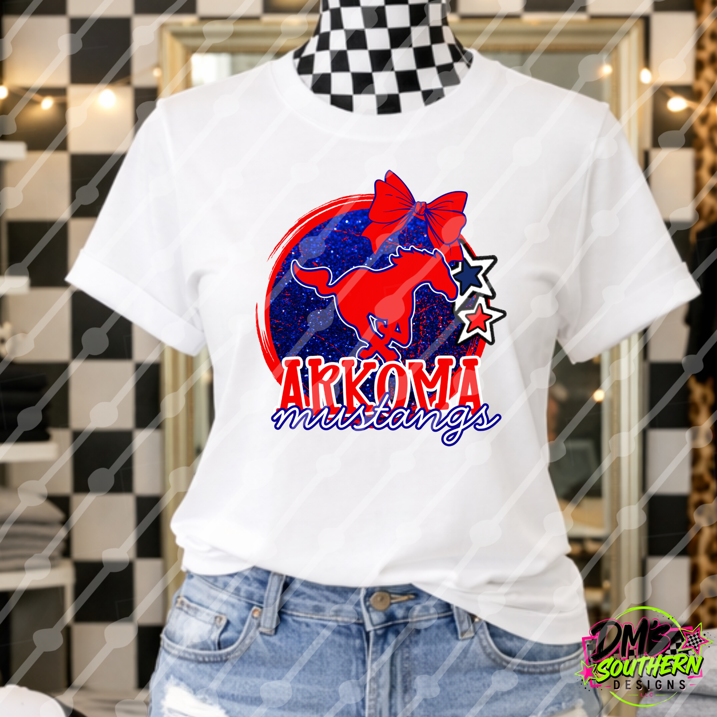 ARKOMA MUSTANGS GLITTER MASCOT OKLAHOMA