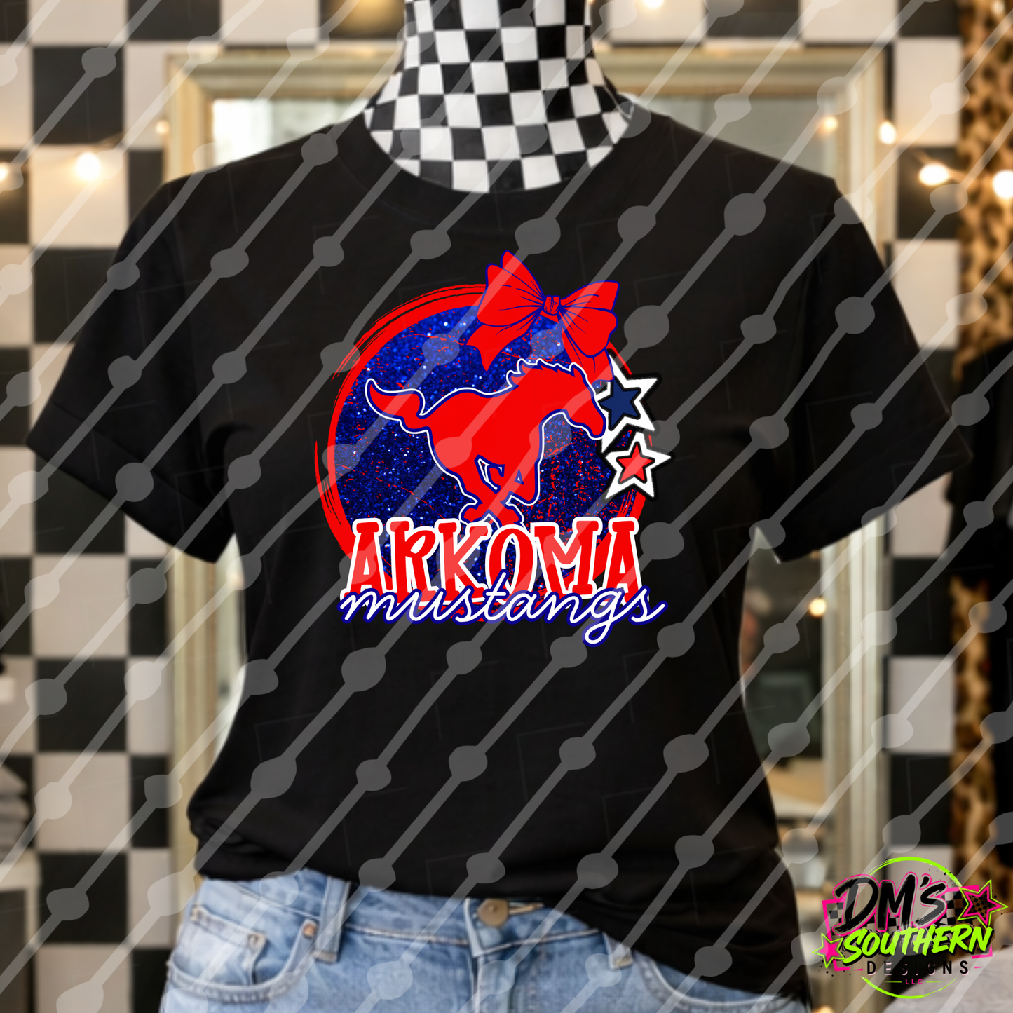 ARKOMA MUSTANGS GLITTER MASCOT OKLAHOMA