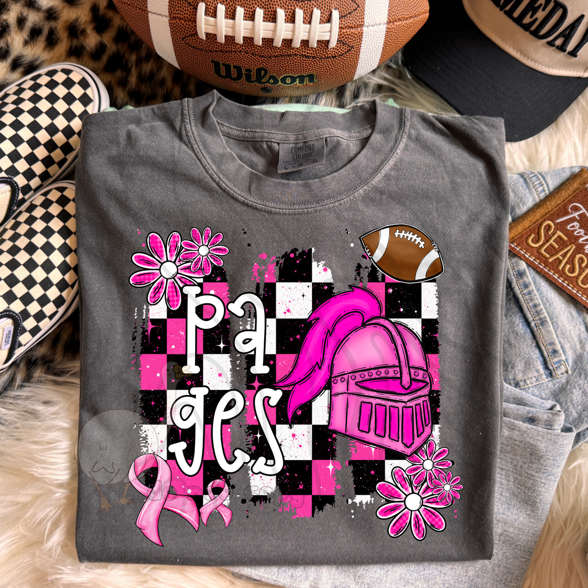PINK CHECKERED MASCOTS SCHOOL SPIRIT