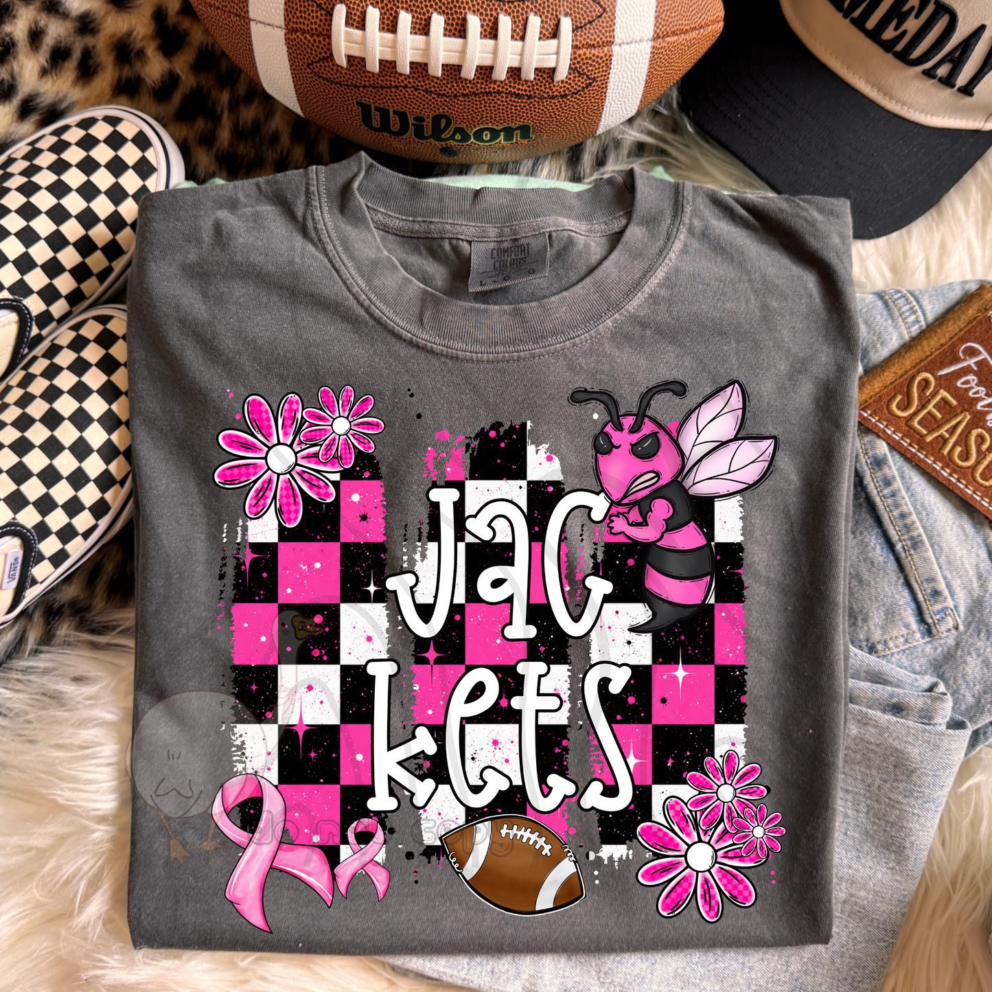PINK CHECKERED MASCOTS SCHOOL SPIRIT