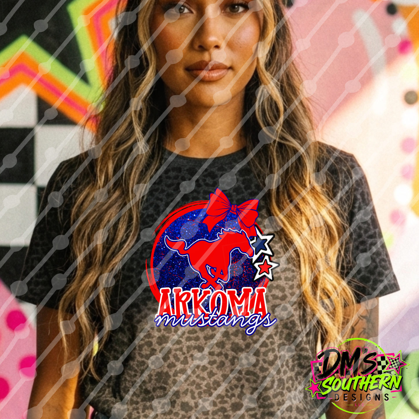 ARKOMA MUSTANGS GLITTER MASCOT OKLAHOMA