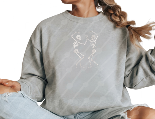 EMBROIDERED CREWNECK - DANCING SKELETONS