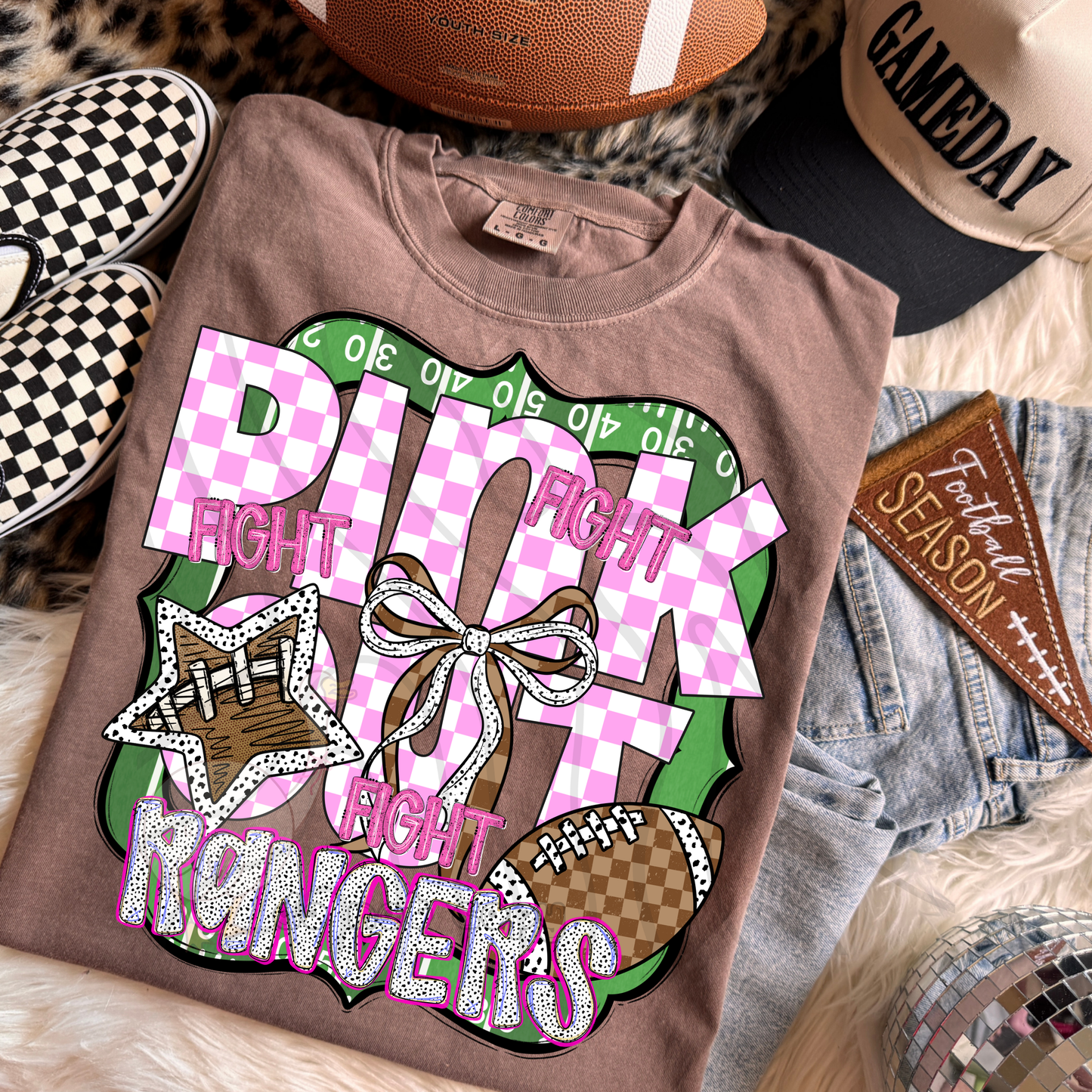 FIGHT FIGHT FIGHT PINK OUT MASCOTS SCHOOL SPIRIT