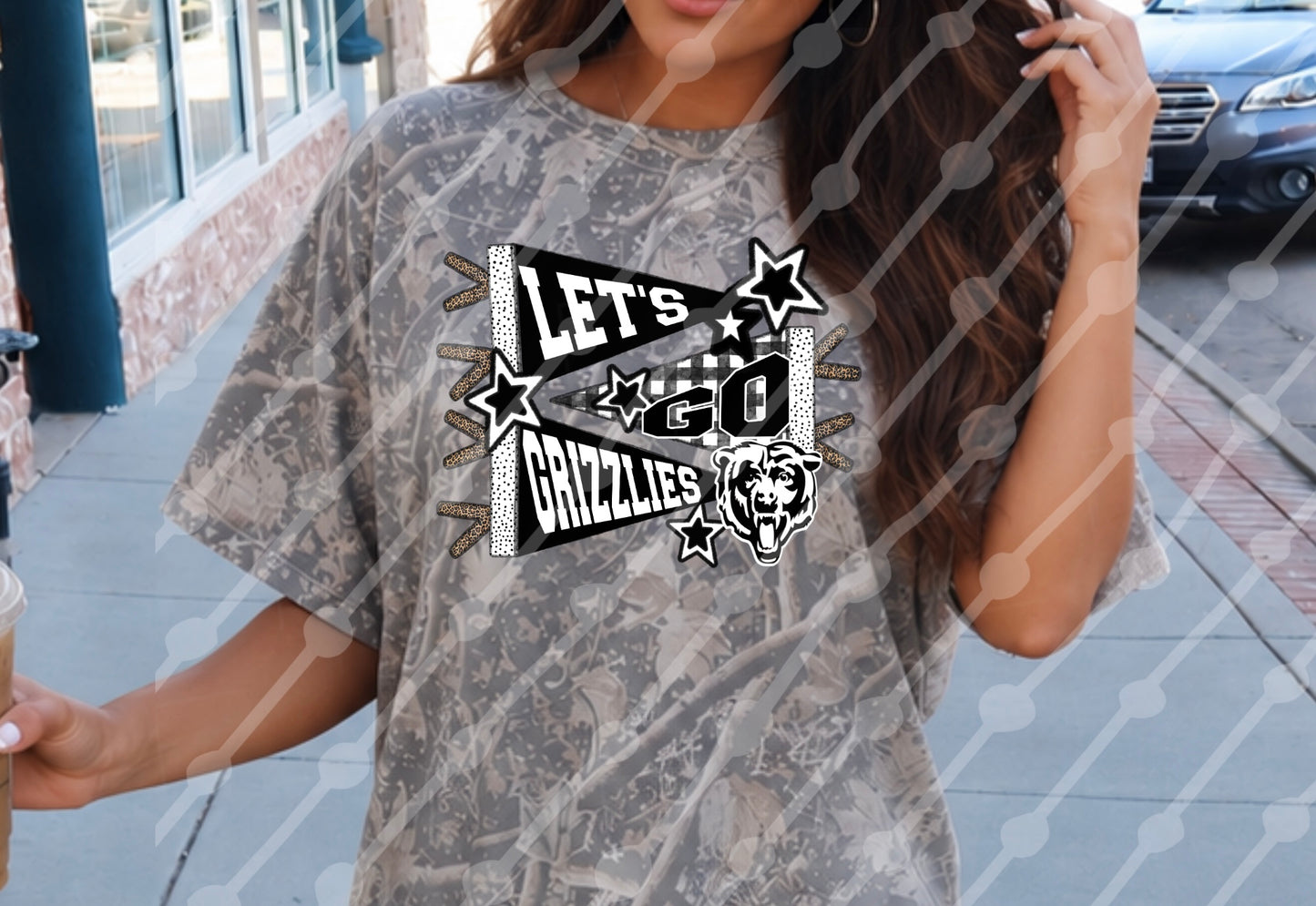 LETS GO GRIZZLIES PENNANT BLACK/WHITE