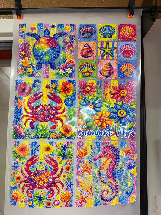 COASTAL SUMMER #1 - 6 TRANSFERS - PREMADE DTF BUNDLE - READY TO PRESS