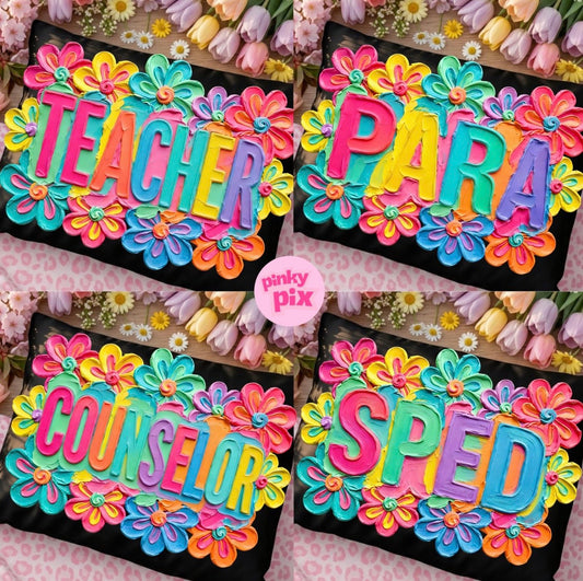 Occupation Teacher Para Counselor Sped Teaching Bright Floral