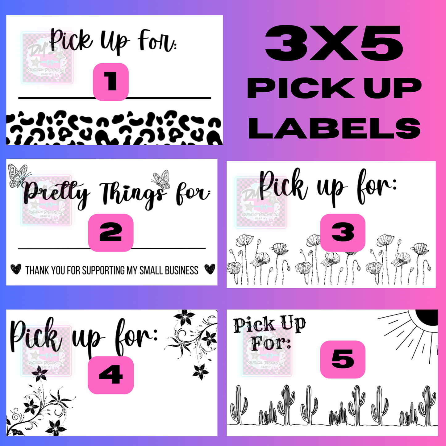 3X5 PICK UP THERMAL STICKERS - LABELS - WHITE LABELS