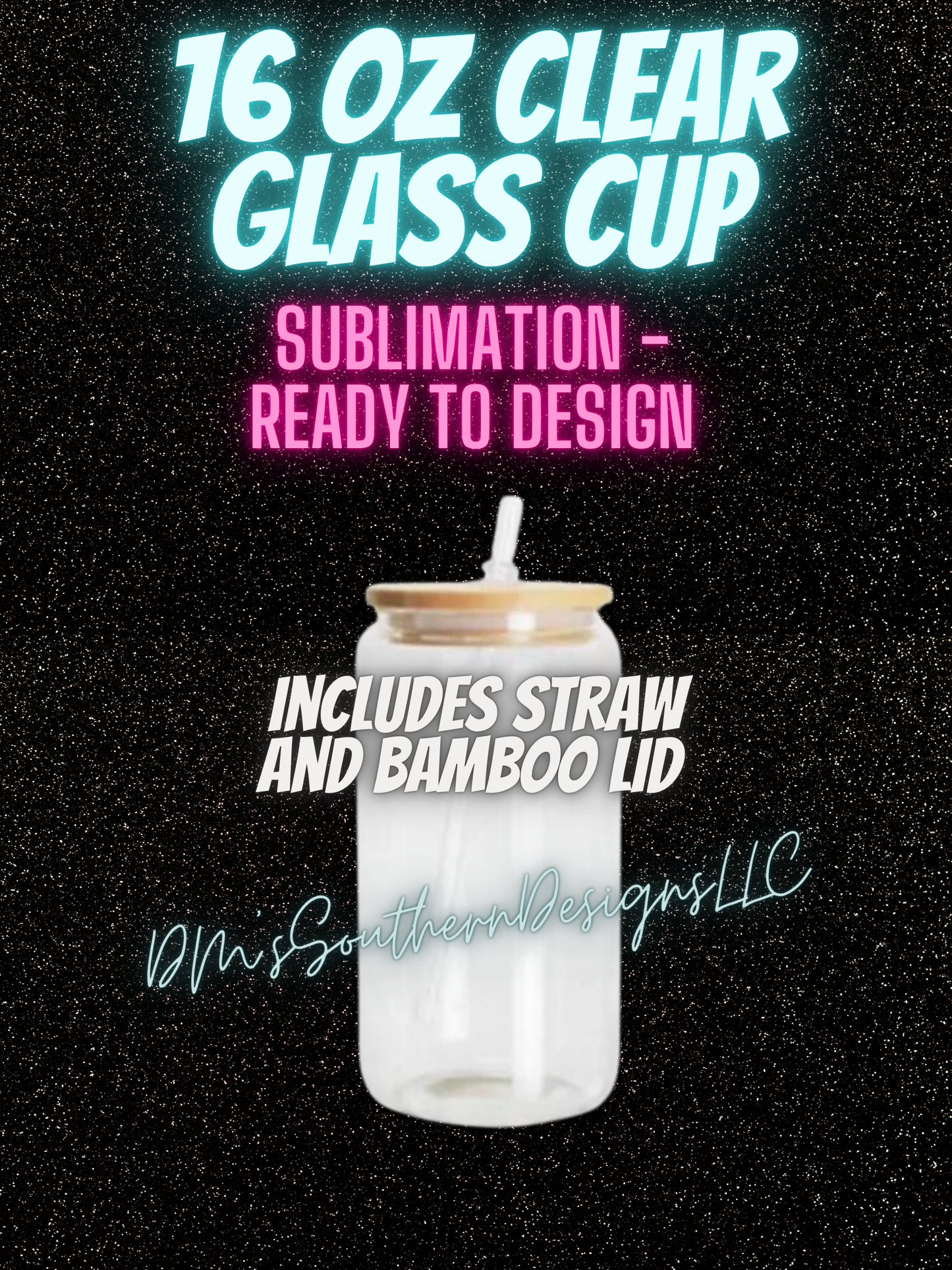 16oz Clear Glossy Libbey Glass Can Cup with Bamboo Lid - Sublimation