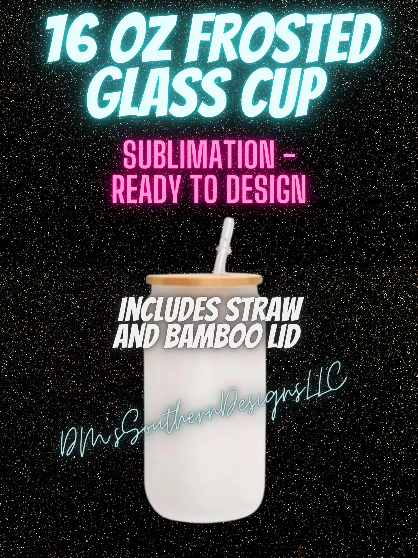 16oz Frosted Libbey Glass Can Cup with Bamboo Lid - Sublimation