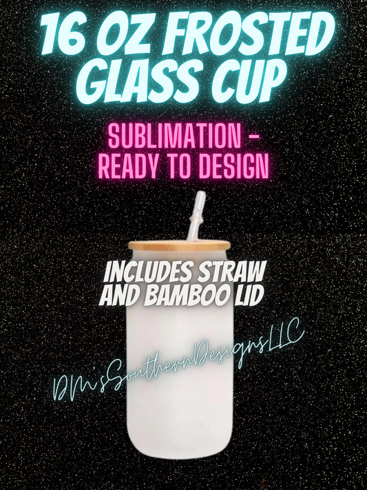 16oz Frosted Libbey Glass Can Cup with Bamboo Lid - Sublimation