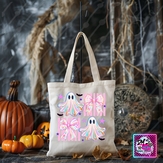 CUTE GHOST & BOWS TOTE BAG