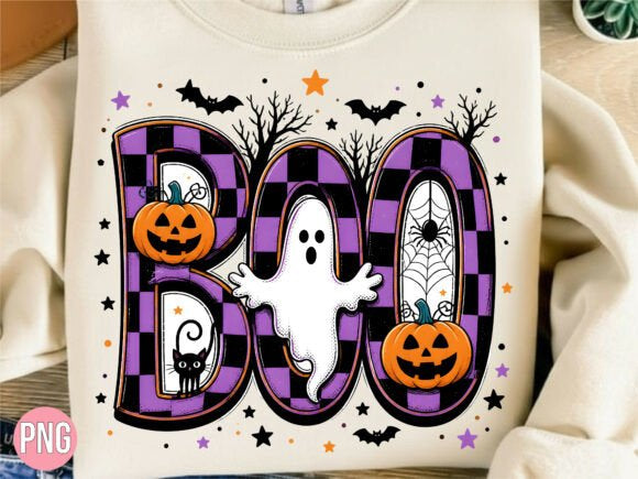 SPOOKY CHECKERED BOO