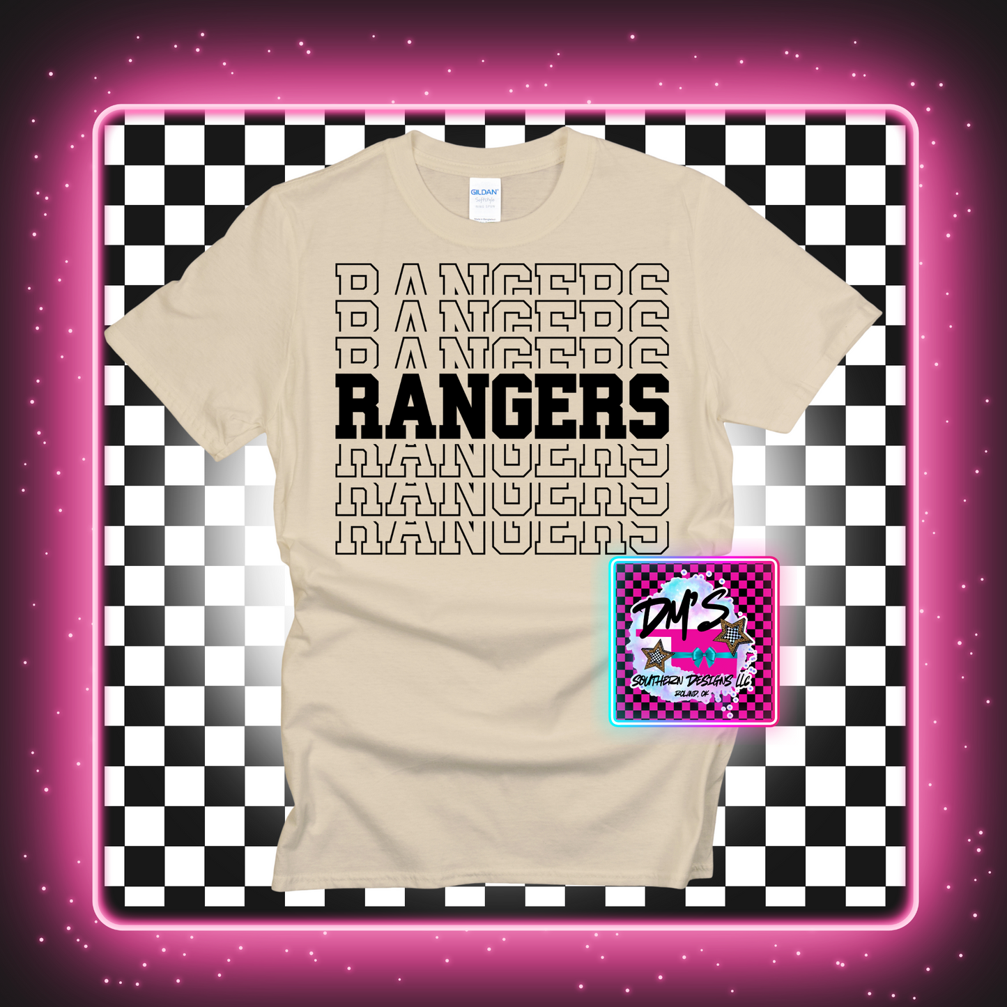RANGERS STACKED BLACK PRINT