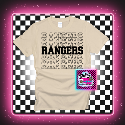 RANGERS STACKED BLACK PRINT