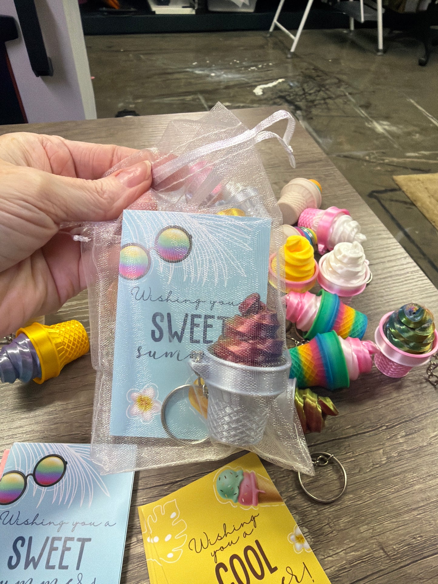 Ice Cream Cone Clicker Keychain