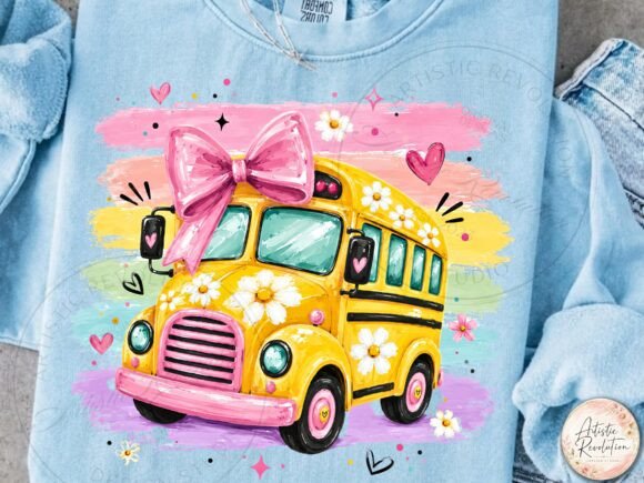 PINK BOW SCHOOL BUS BACK TO SCHOOL