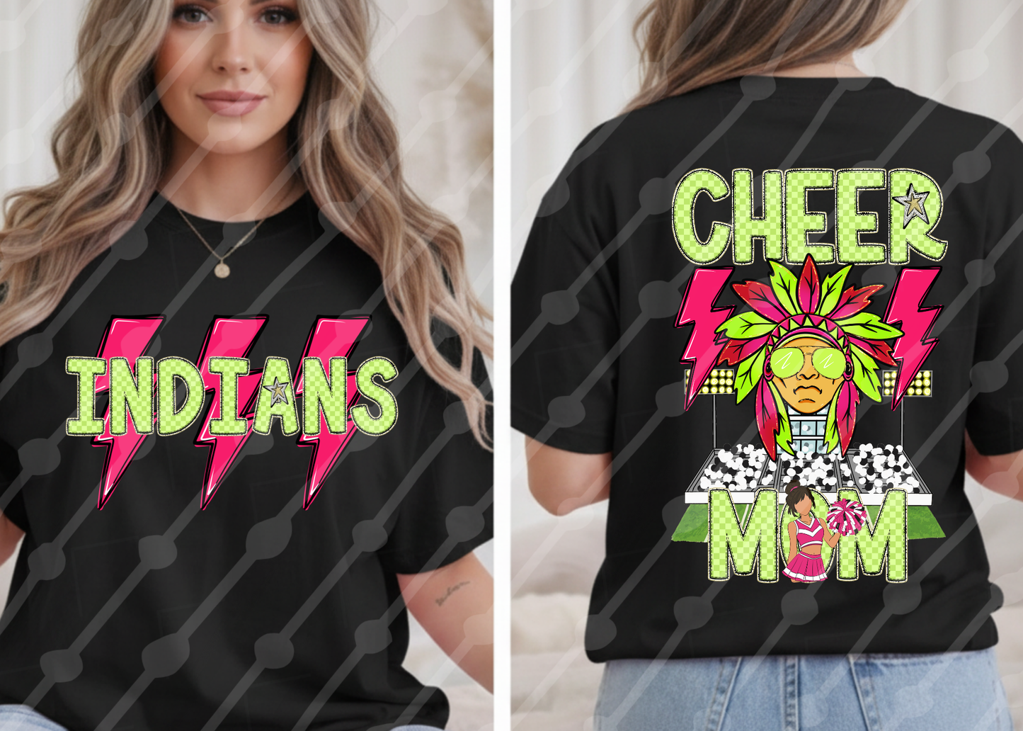 LIGHTNING CHEER MOM INDIANS MASCOT