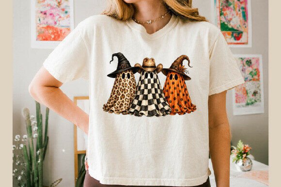 CUTE BOHO GHOST TRIO CHECKERED LEOPARD