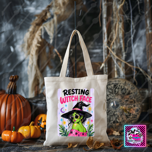 RESTING WITCH FACE TOTE BAG