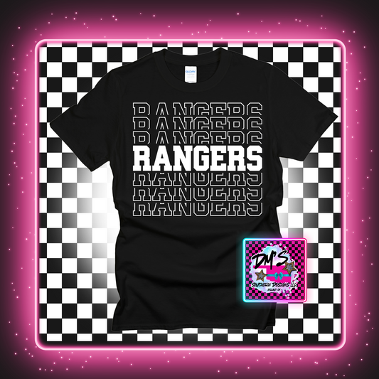 RANGERS STACKED WHITE PRINT