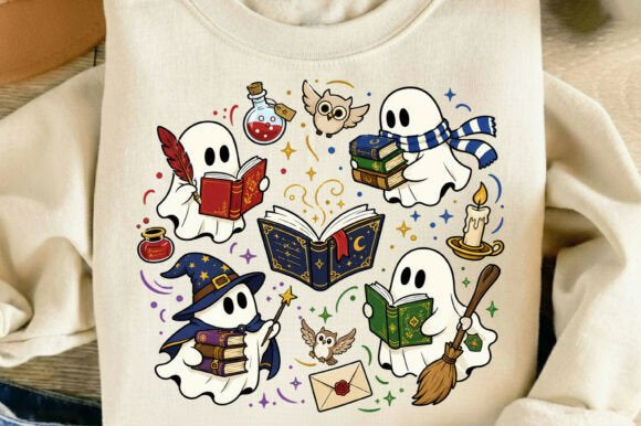 GHOSTS READING BOOKS