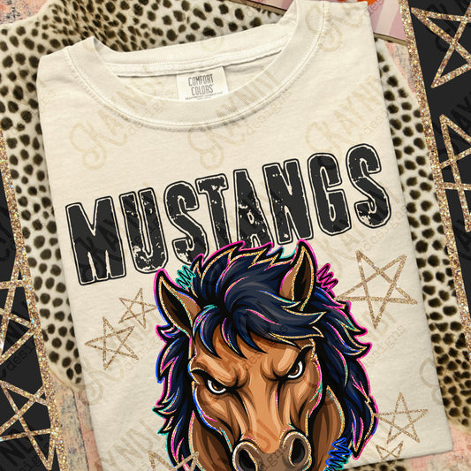 MUSTANGS GRUNGE MASCOT