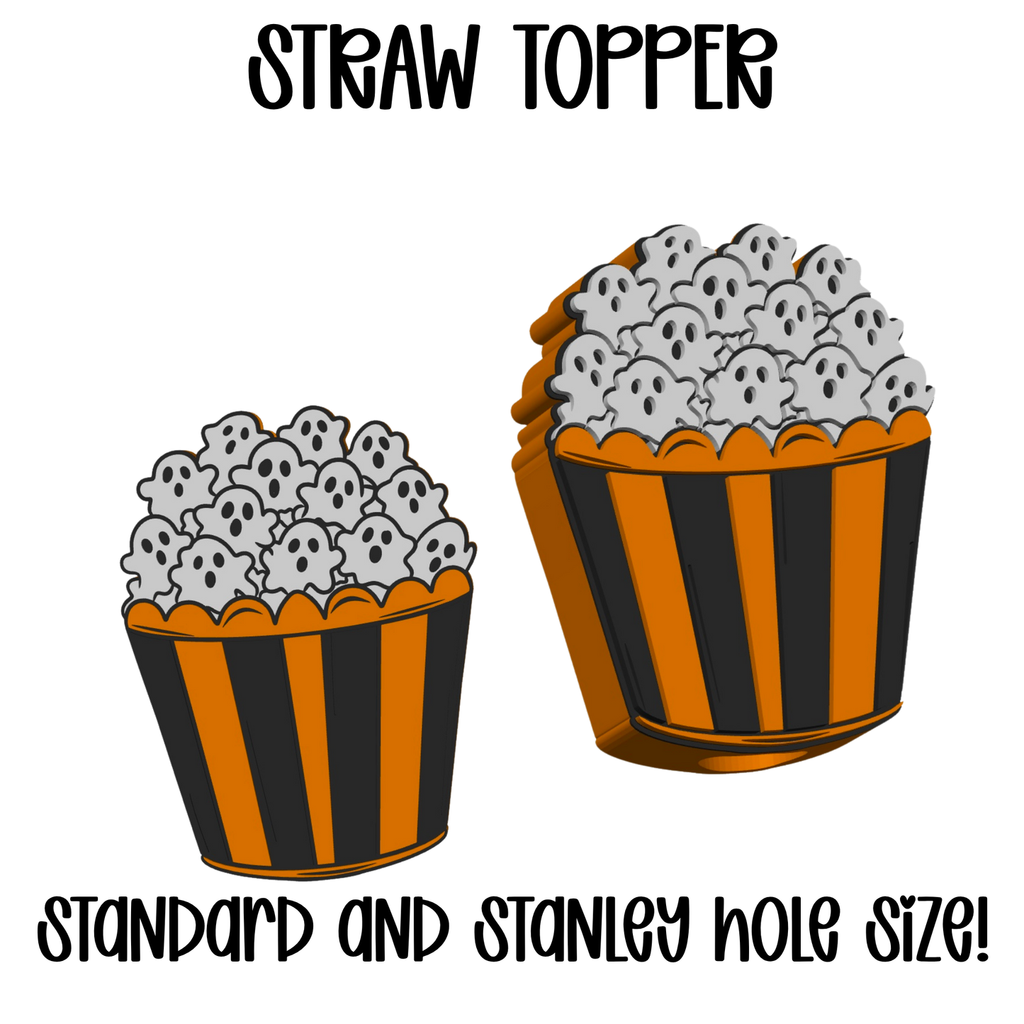 Ghost Popcorn Bucket Straw Topper