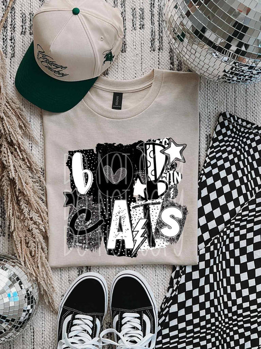 Bobcats Black and White Block Mascot