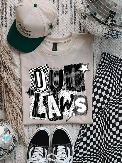 Outlaws Black and White Block Mascot