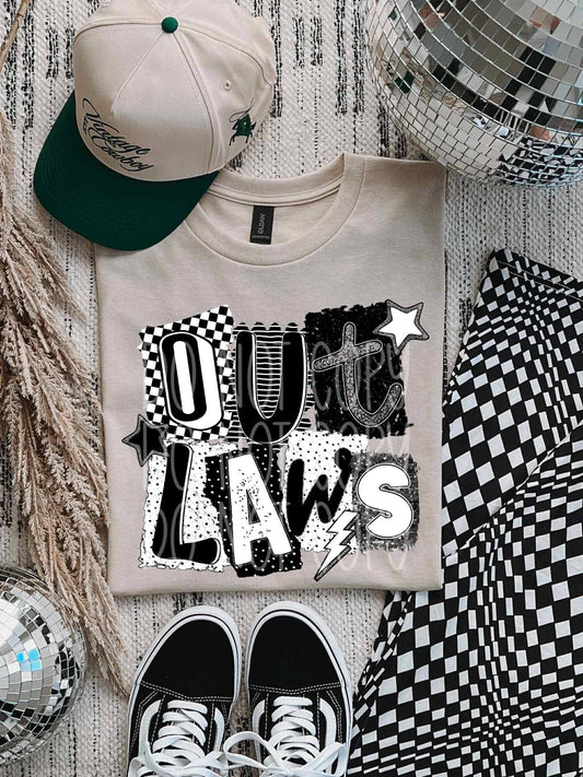 Outlaws Black and White Block Mascot
