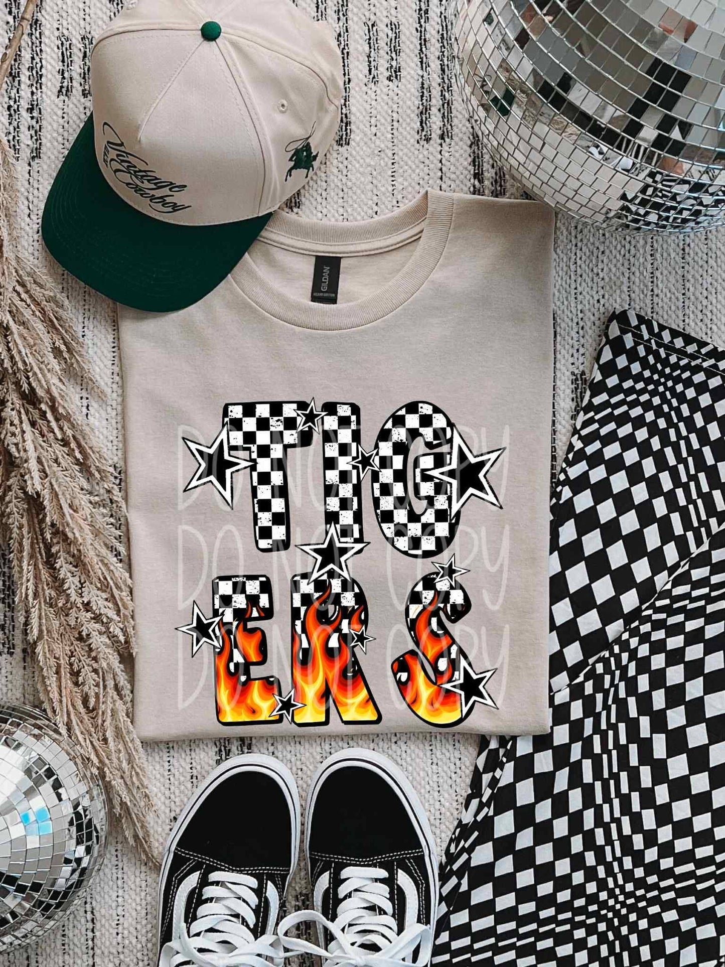 Flame and Checker Tigers Mascot