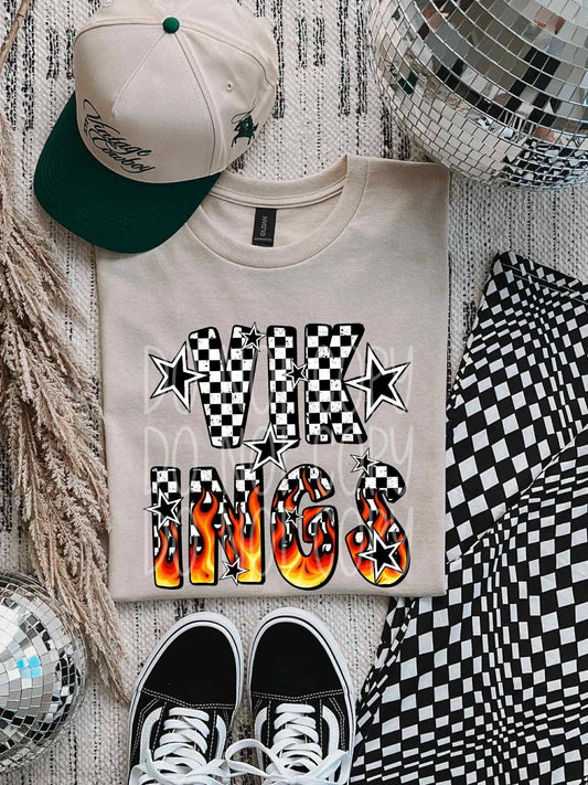 Flame and Checker Vikings Mascot