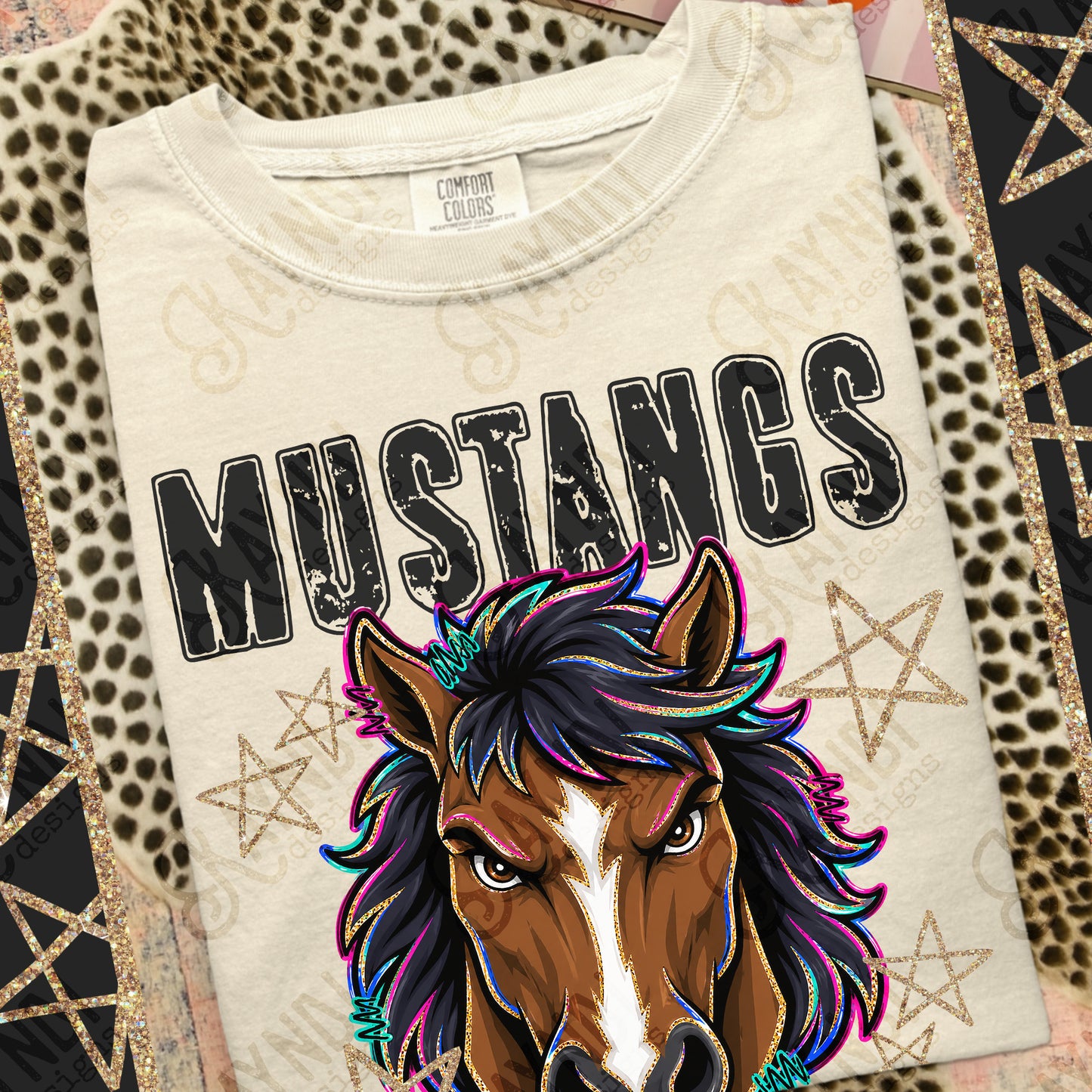 MUSTANGS GRUNGE MASCOT