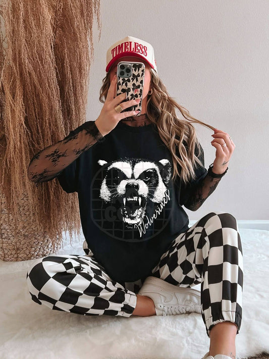 Black and White Wolverine Mascot