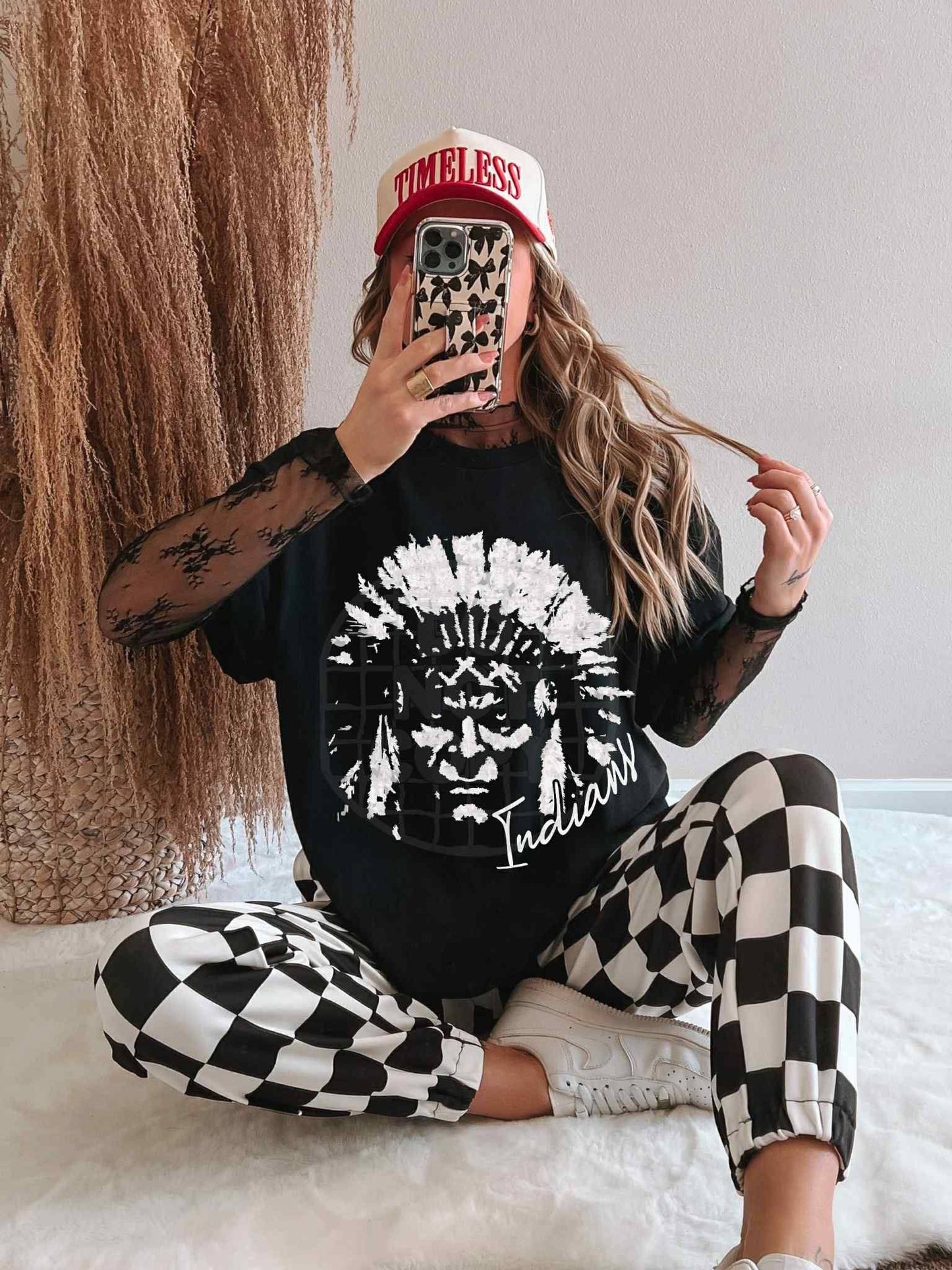 Black and White Indians Mascot