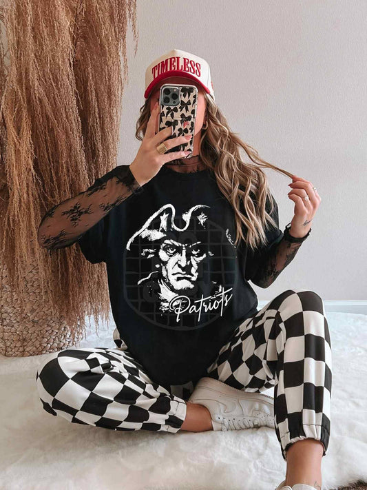 Black and White Patriots Mascot