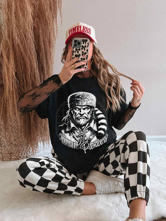 Black and White Pioneers Mascot